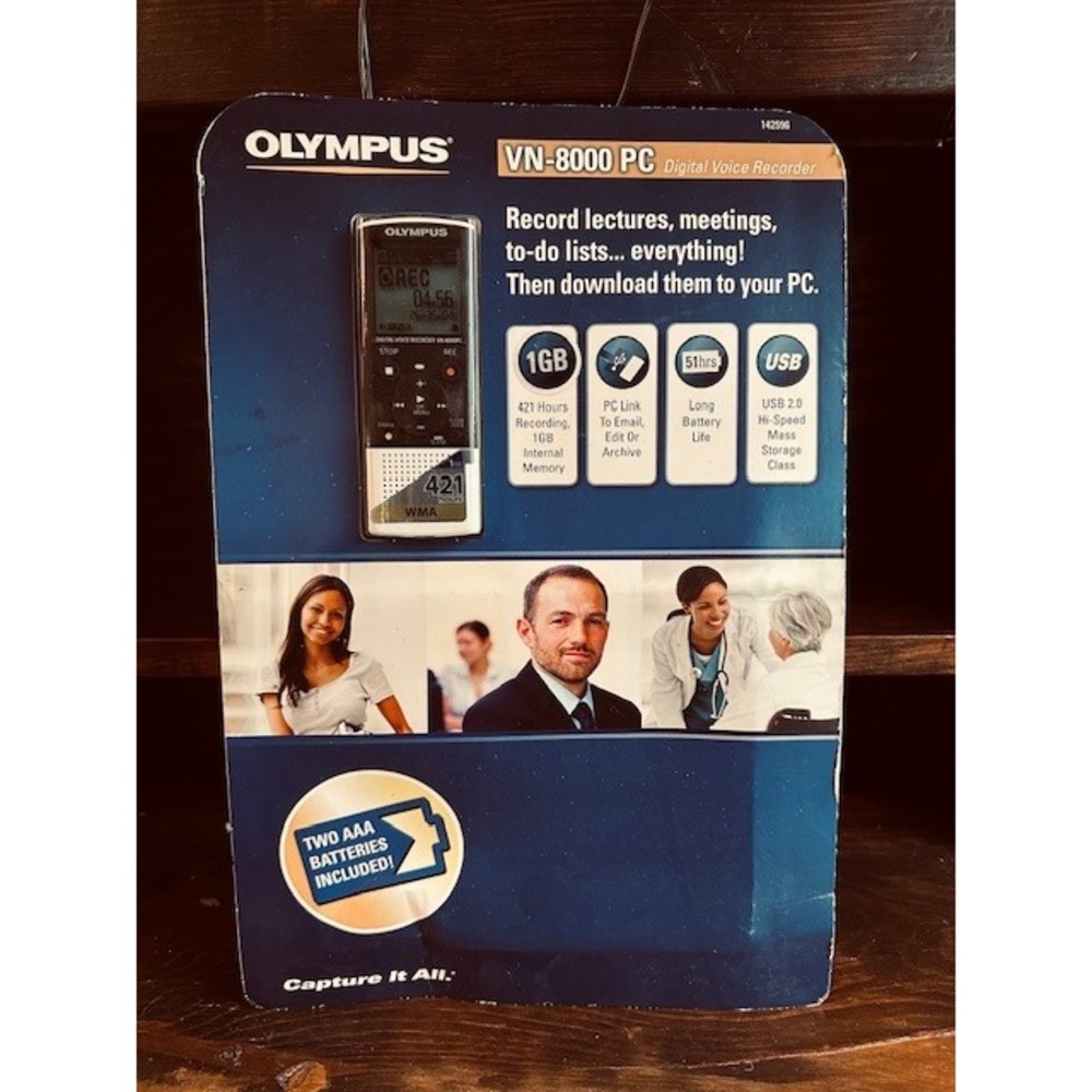Olympus VN-8000PC Digital Voice Recorder 1GB 421‎ Hours USB PC Link Black Silver